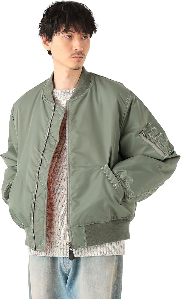 Amazon.co.jp: [ビームス] ブルゾン MA-1 メンズ OLIVE S 11185607139