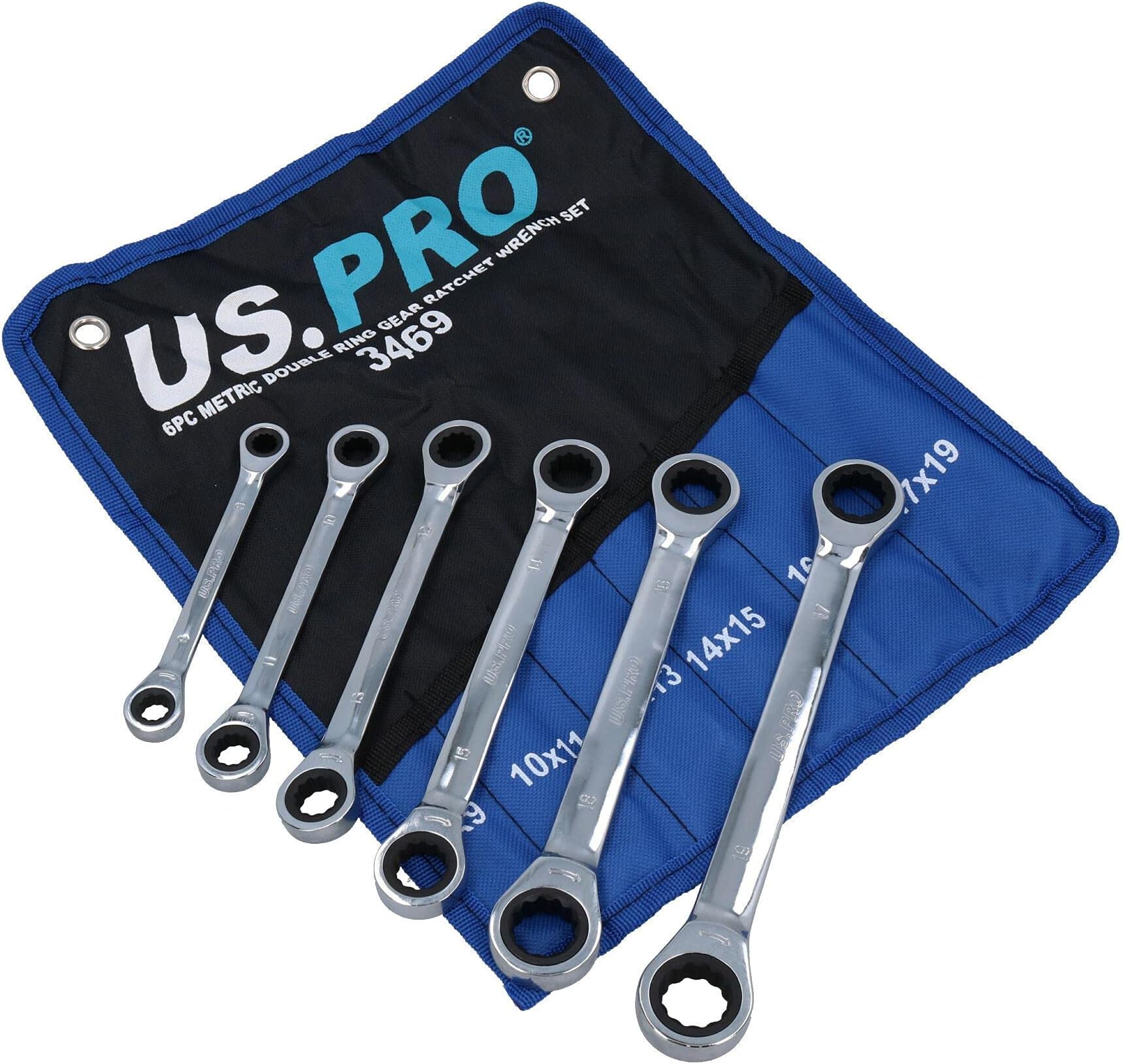 AB Tools 8mm – 19mm Double Ended Ring Gear Ratchet Spanner Wrench Set 6pc 12 Sizes