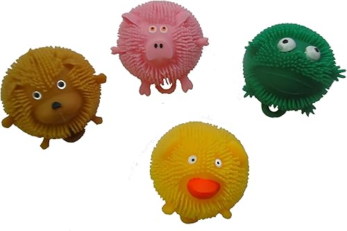 Curious Minds Busy Bags Juego de 4 mini bolas acolchadas de animales (3 pulgadas) – Pelotas sensoriales para ansiedad y estrés – OT Autismo SPD –