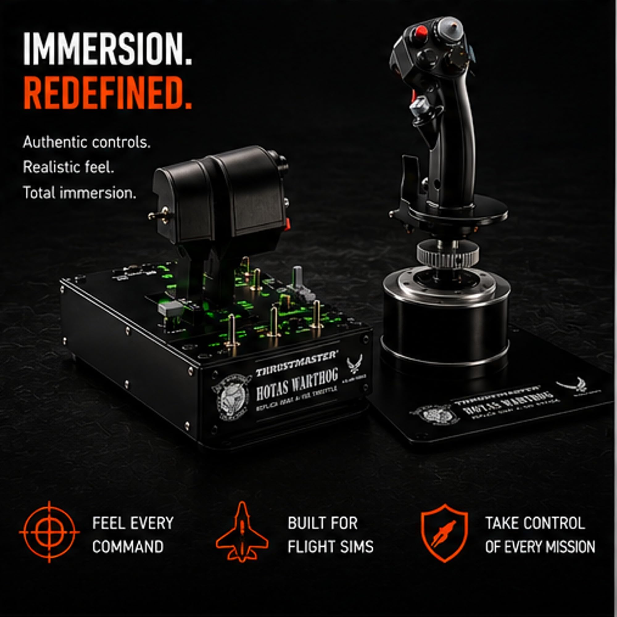Thrustmaster Hotas Warthog Doppel-Gashebel Steuerknüppel HEART HallEffect AccuRate-Technologie PC