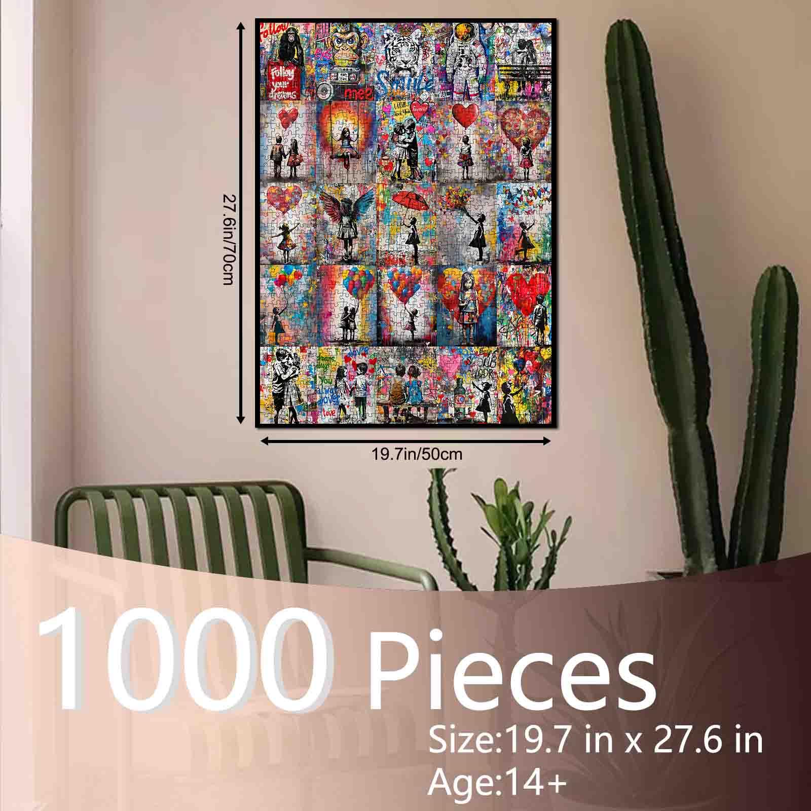 Tucocoo Graffiti Street Art Puzzle, 1000 Pieces, Impossible Puzzles for Adults Colorful Banksy Girl Collage - Image 2