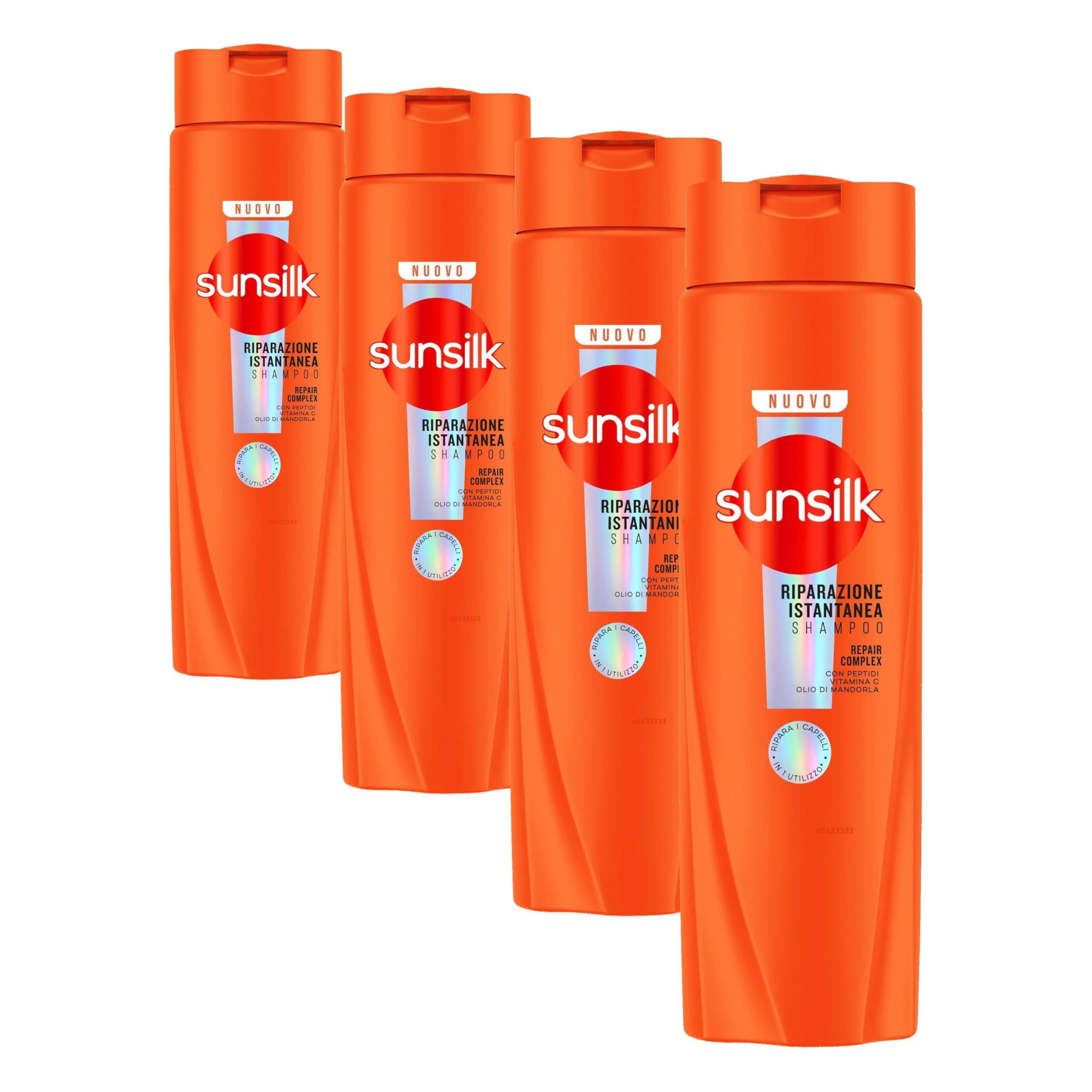 Sunsilk, Shampoo Riparazione Istantanea, Shampoo per Capelli Danneggiati, Ripara i Capelli in 1 solo utilizzo*, Formula Arricchita con Repair Complex con Peptidi, Vitamina C, Olio di Mandorla, 250 ml