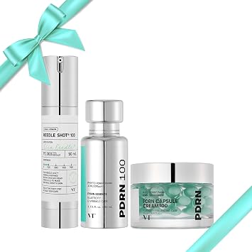 VT COSMETICS Reedle Shot & PDRN Skincare Trio for Glass, Smoother-Looking Skin Reedle Shot 100 Serum, PDRN 100 Essence & PDRN Capsule Cream, Glow Routine, Korean Skincare, Gift Set, Mothers Day