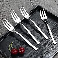 Vista 4 de Idomy Tenedores de degustación de 3 dientes de acero inoxidable para aperitivos, 12 piezas