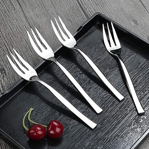 Miniatura 4 de Idomy - Tenedores de degustación de acero inoxidable de 3 pines para aperitivos, postres (16 unidades)