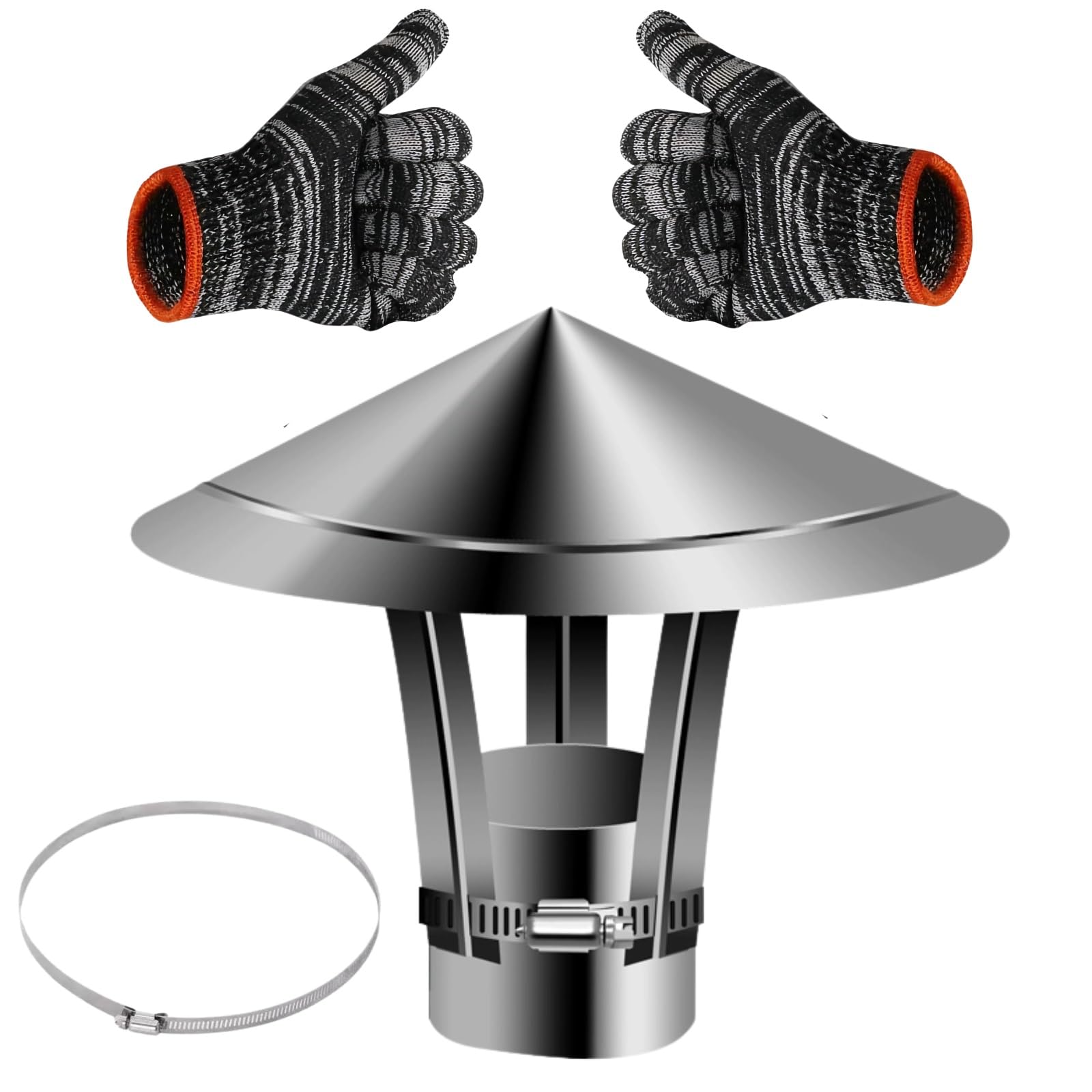 KGLHJDY Fireplace Chimney Cowl Cap, 80/100/120/130/150/200mm Adjustable Chimney Stove Caps Hood Cover, Duct Pipe Rain Cover(110mm/4.33in)