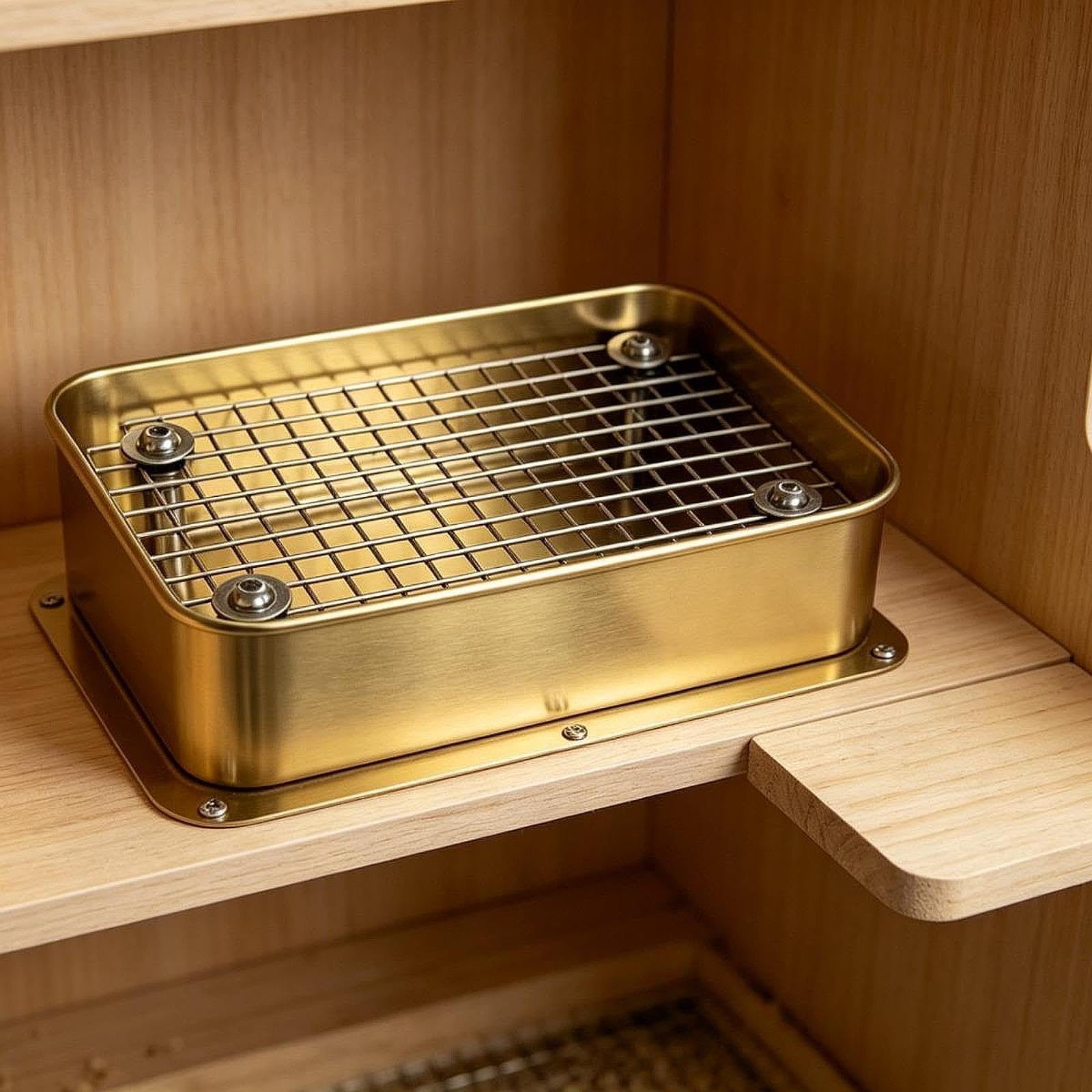 Colcolo Lettiera Riutilizzabile per Conigli con Griglia Antiscivolo, Accessorio per Piccoli Animali Come Furetti E Altri Animali, S Gold