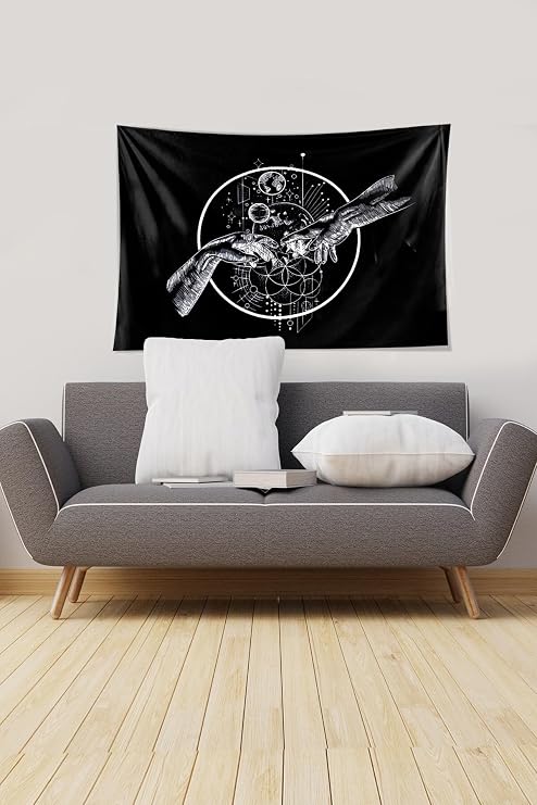 Ontheclouds Siyah Ademin Yaratılışı Leke Tutmaz Kadife Kumaş Duvar Örtüsü Duvar Halısı Tapestry, 100 x 140