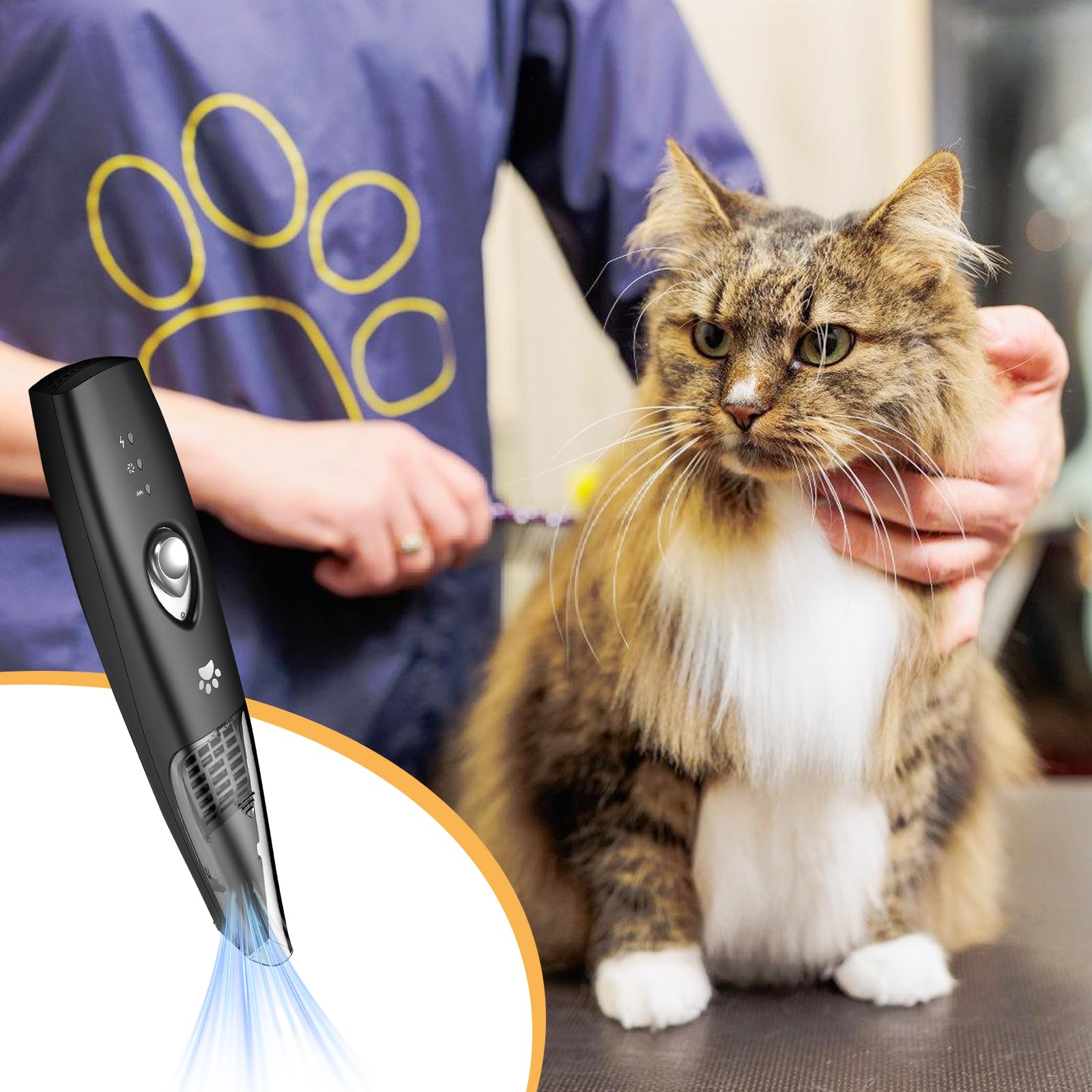 Tondeuse Patte Chien Extra Silencieuse avec Aspirateur, Tondeuse Chat et Chien, pour Pattes, Yeux, Oreilles, Visage et Corps