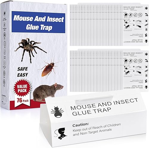 Trampas adhesivas para ratones, insectos, cucarachas, arañas, 76 unidades de trampas adhesivas para ratones, hormigas, serpientes, ratas, bandejas