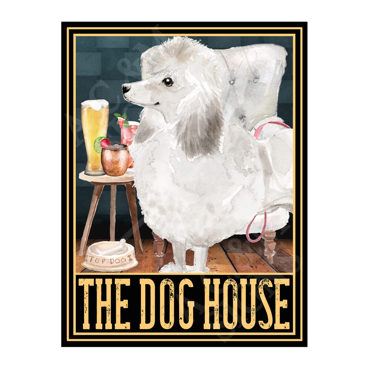 Metal Sign Dog Plaque The Dog House Poodle, 8x6in, Ref8388