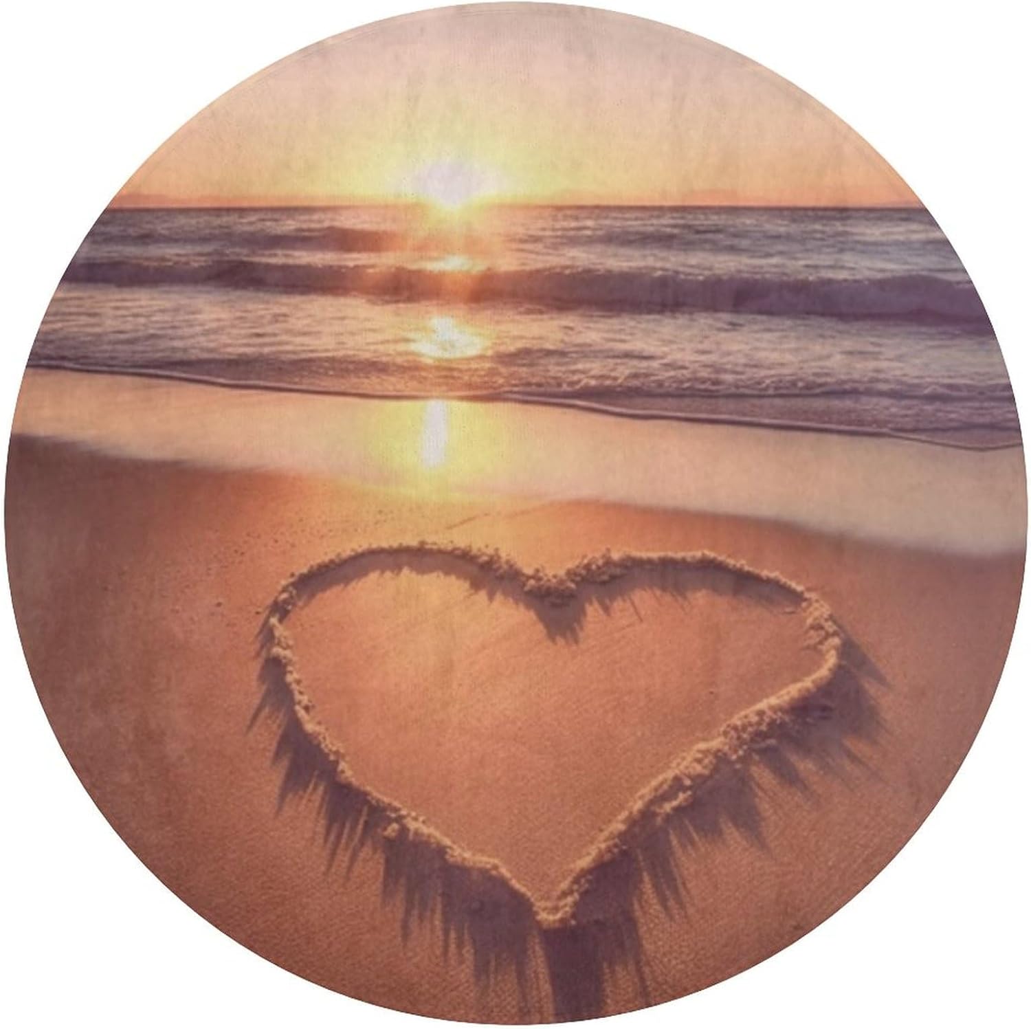 Beach Sunset Doormat Round Floor Mat Washable Non-Slip Indoor Outdoor Area Rug for Bedroom Living Room Home Decor 35.4"