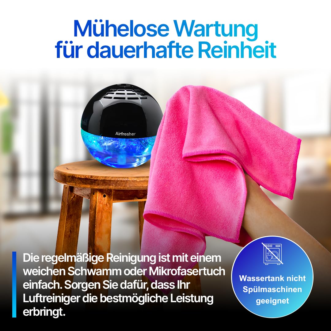 Aspira Home Lufterfrischer mit Ionisator – Duftzerstäuber & Airfresher Bowl inkl. 250 ml Aloe-Vera-Duft – Ohne Farbstoffe – Für frische Raumluft