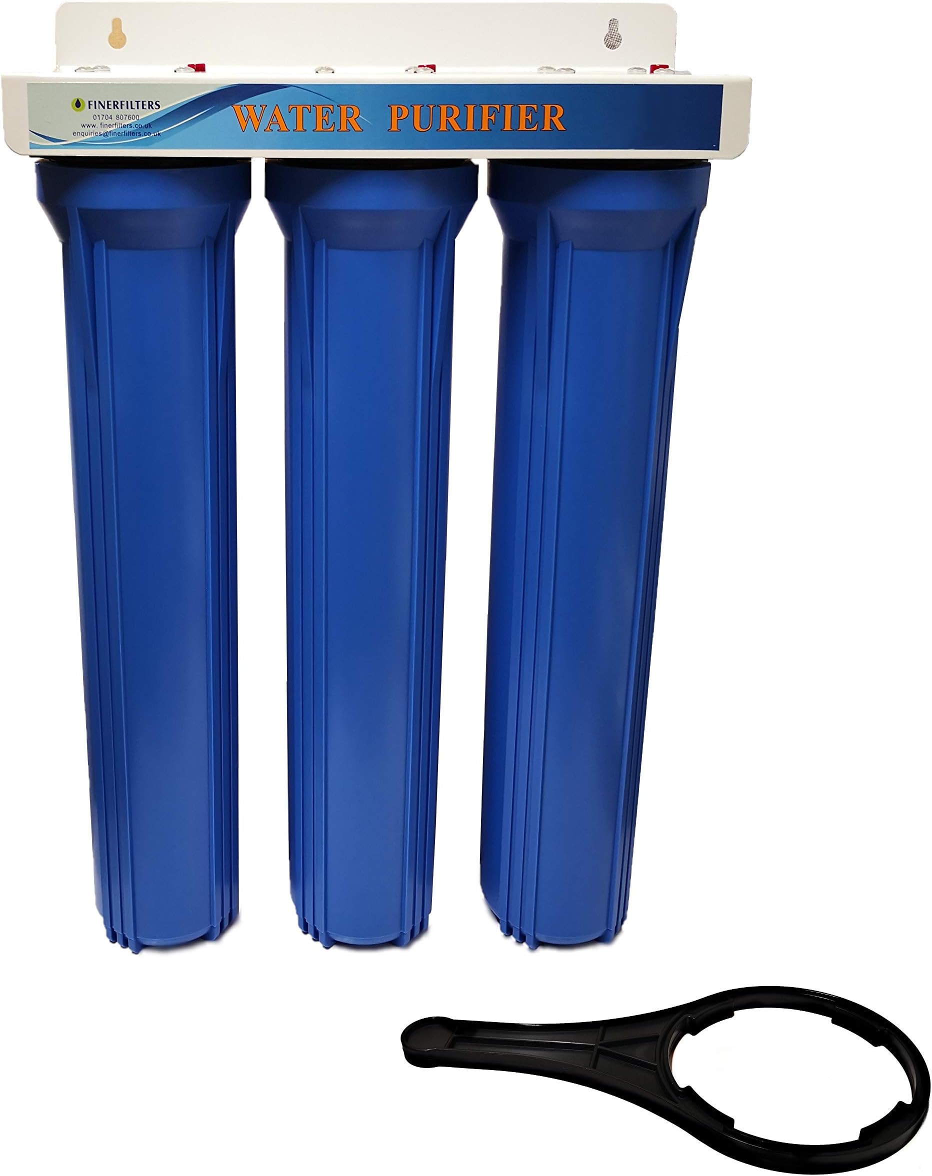 20" Triple Water Filter Housing w/filters KOI POND Dechlorinator Hozelock style