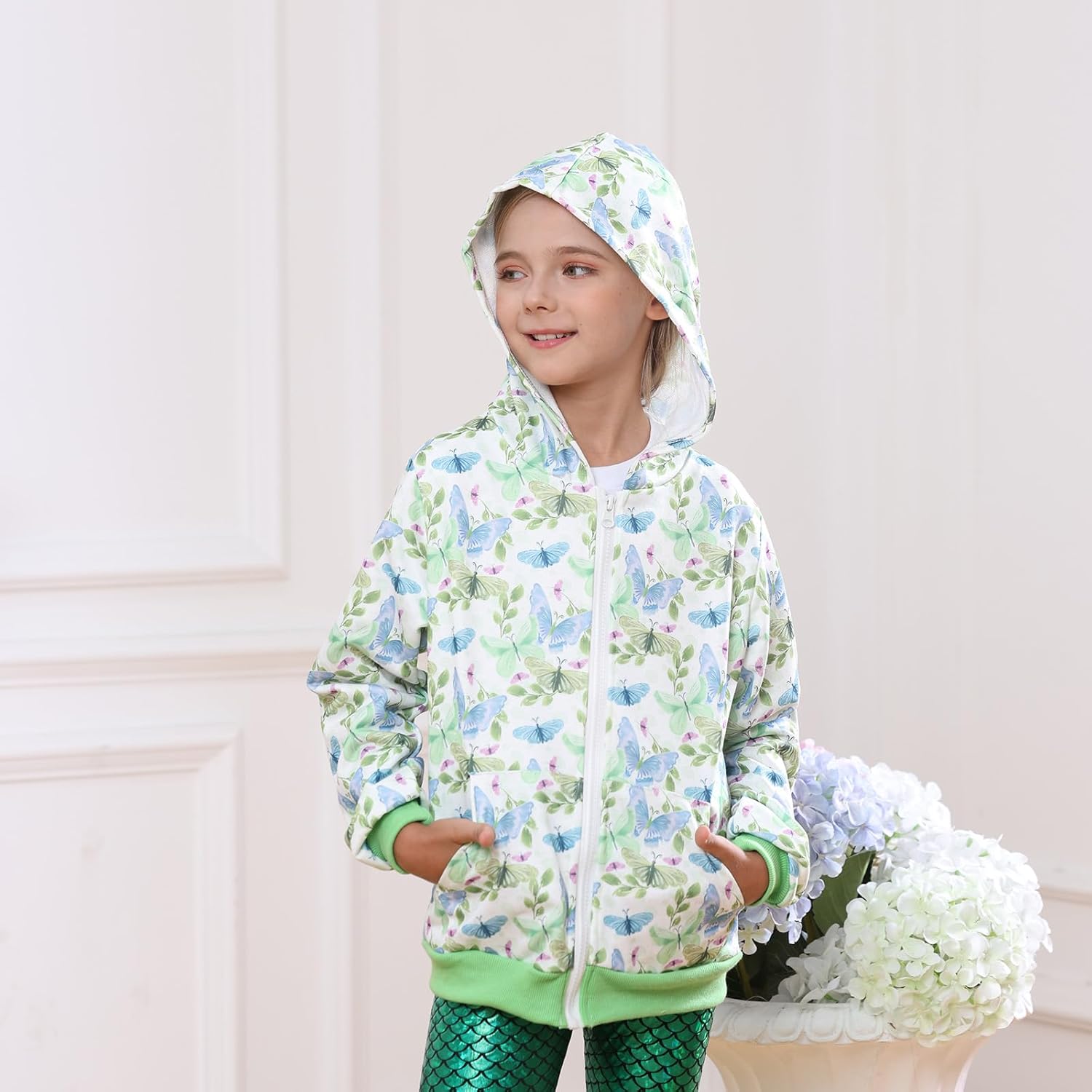 Frogwill Girls Zip Up Hoodie Sweatshirt Toddler Tween Kids Graphic Jackets Rainbow Unicorn Floral Printed - Image 7