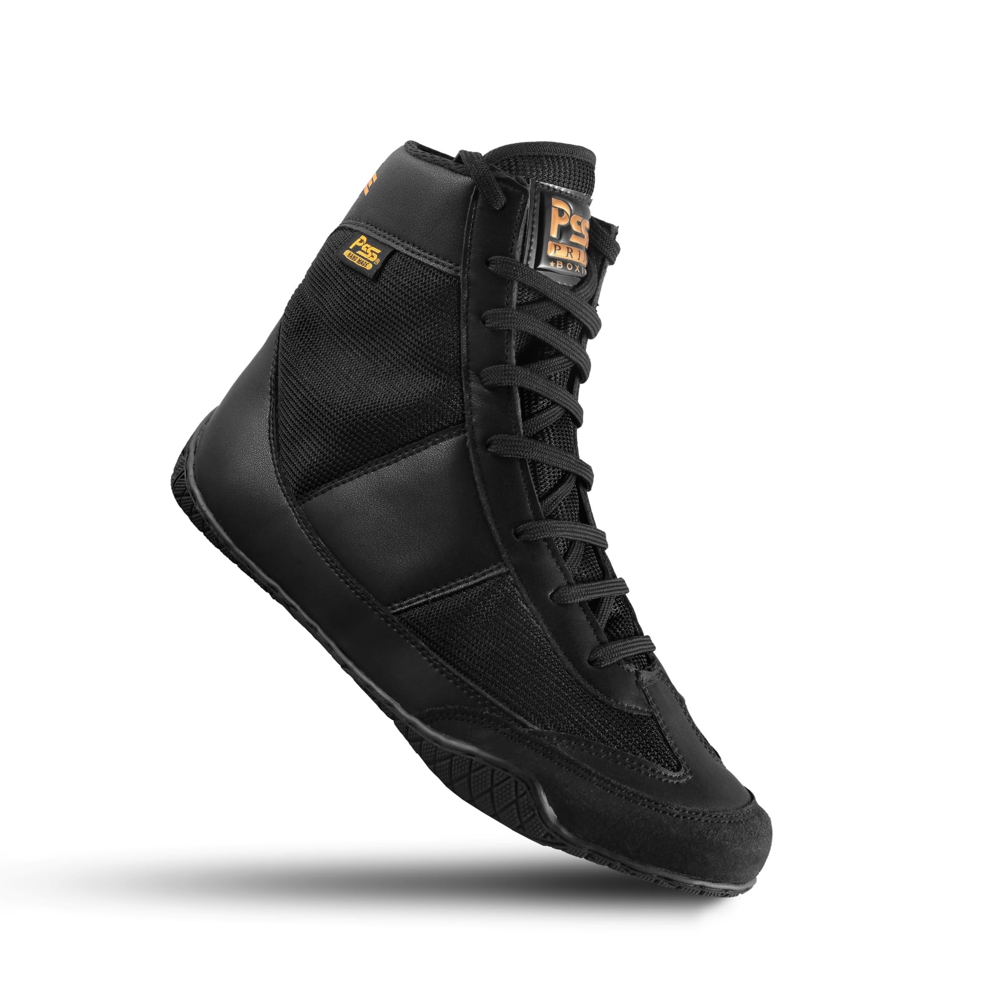 PSS Scarpe da boxe con impugnatura alla caviglia, lacci lunghi, per allenamento, sparring, taekwondo, combattimento, arti marziali, bodybuilding, atletica, fitness, sport, arrampicata
