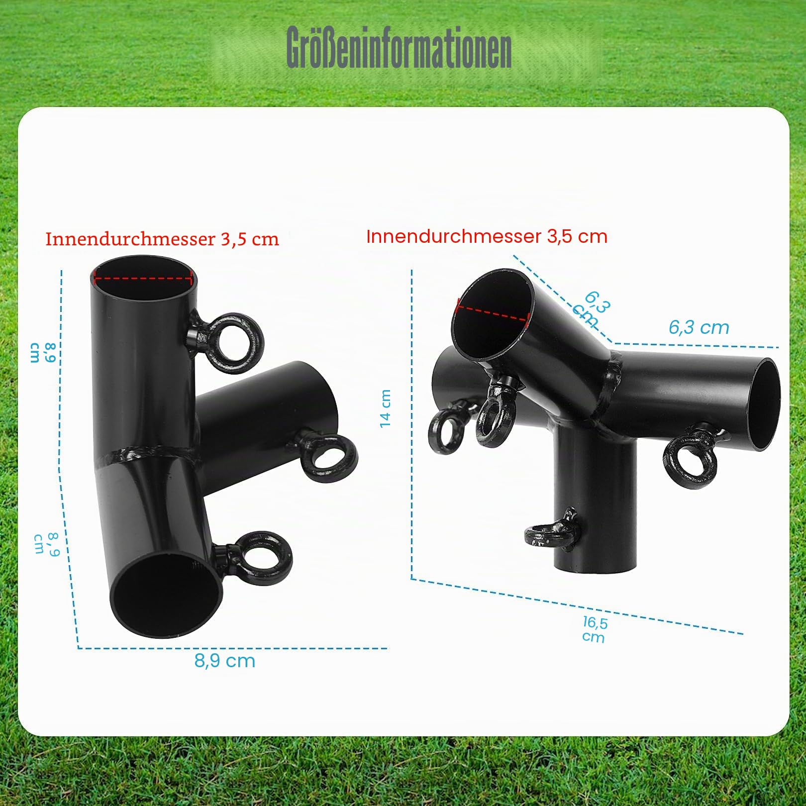 Aoneky Stahlrohrverbinder für Ø 3.5cm Gestänge des Zeltes, Eck-Verbinder Verbindungsstücke des Gestell für Montage des Pavillions, Partyzelt, Carport, Gartenfeten, Gewächshausrahmen, 9 Stück
