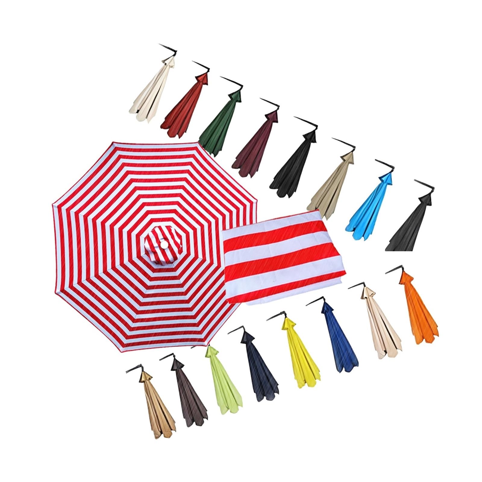 Chinimon Replacement Parasol Canopy 2m-3.5m, Garden Parasol Replacement canopy 6/8 Arms, Garden Parasol Covers for Garden Yard Beach Umbrella(Red and White) — image 1