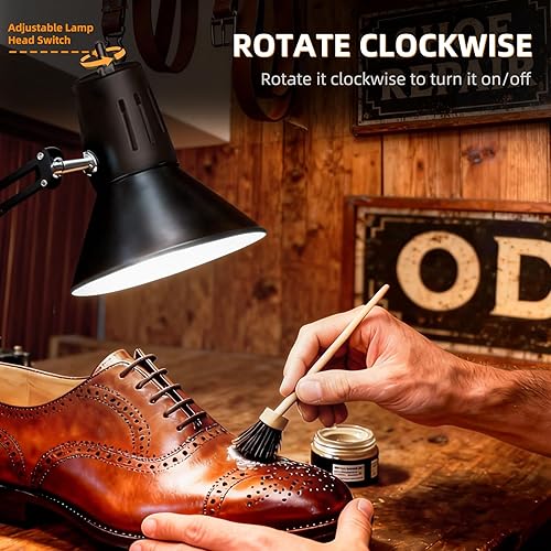 Miniatura 4 de Lámpara de escritorio LED con abrazadera para oficina y hogar, luz de escritorio con brazo oscilante de metal extra alto ajustable de 360,