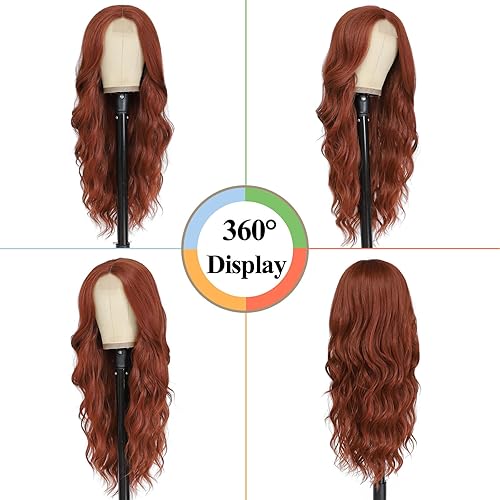 NAYOO Pelucas largas y onduladas para mujer, de 26 pulgadas, con raya en medio, peluca sintética resistente al calor, pelucas para mujeres, para uso
