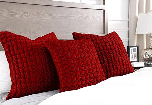 Miniatura 4 de COCOPLOCEUS Juego de 2 fundas de almohada rojas de 18 x 18 pulgadas, fundas de almohada decorativas de granja de terciopelo, fundas de cojín