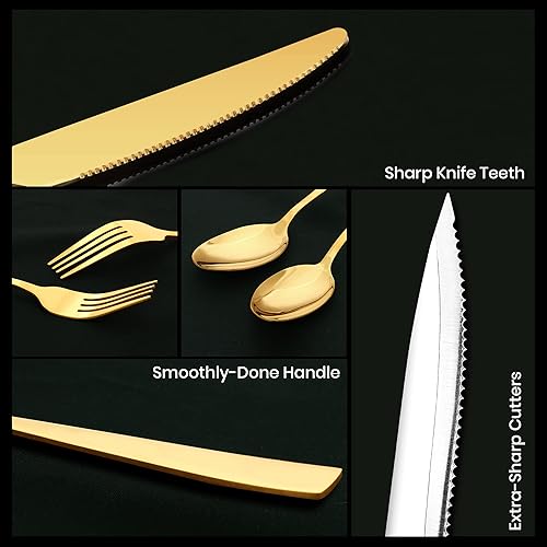 Miniatura 5 de Utopia Kitchen Juego de cubiertos de 48 piezas para 8 personas, juego de cubiertos con cuchillos para carne, juegos de utensilios de acero