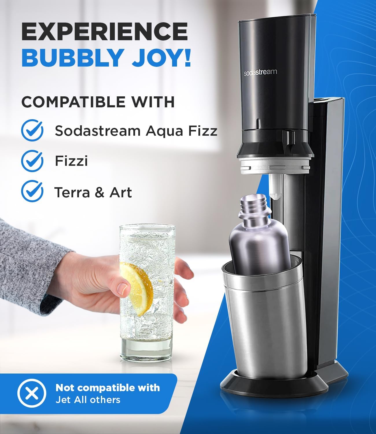 Soda Stream Bottle 25oz Stainless Steel Water Bottle Replacement for Sodastream Terra, Fizzi, Art - Leak-Proof Dishwasher Safe Plastic Free Metal Sodastream Bottles - Image 3