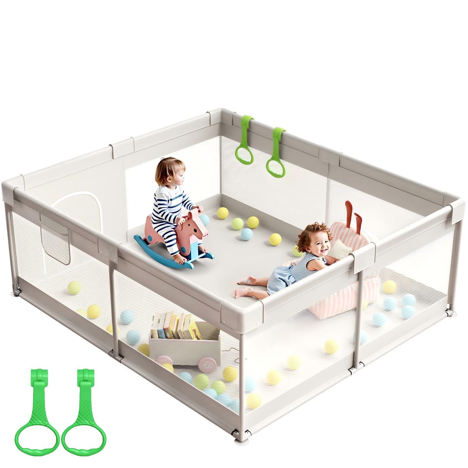 ZEEBABA Extra Large Baby Playpen - 69x59in Play Yard for Babies