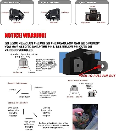 Miniatura 12 de Lpteso ROLINGER - 2 luces LED de haz sellado todoterreno Plug and Play H6054 7x6 5x7 con función de halo RGB compatible con Wrangler YJ XJ Cherokee