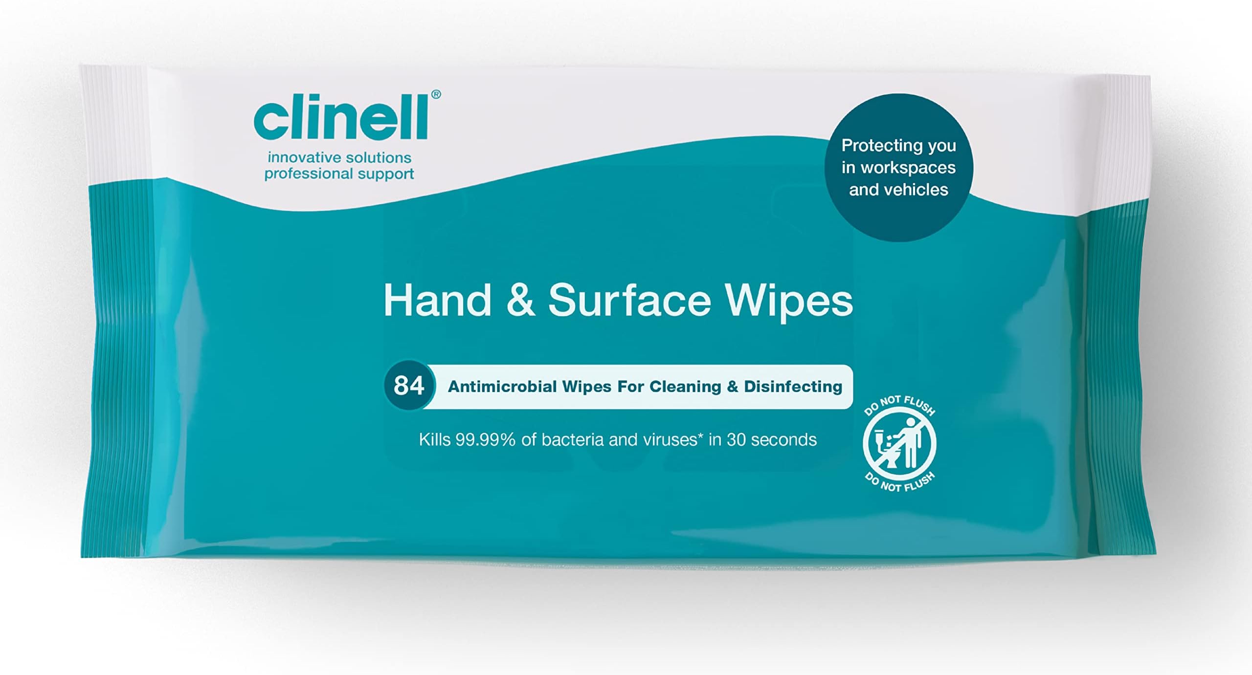 Antimicrobial Hand Wipes for Cleaning & Disinfecting - Sanitising Wipes, Ideal for Travel - Dermatologically Tested, Kills 99.99% of Bacteria & Viruses - 84 Wipes