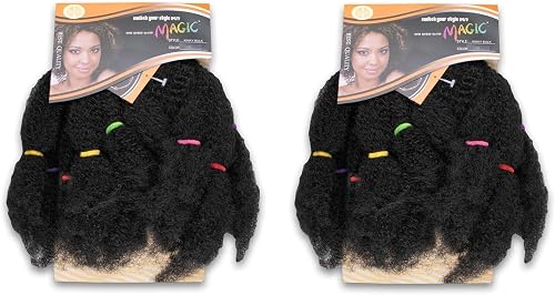 Kinky Bulk Braiding Hair, 1b Natural Black, Synthetic, Crochet Braids, Twists and Locs (Pack of 2)