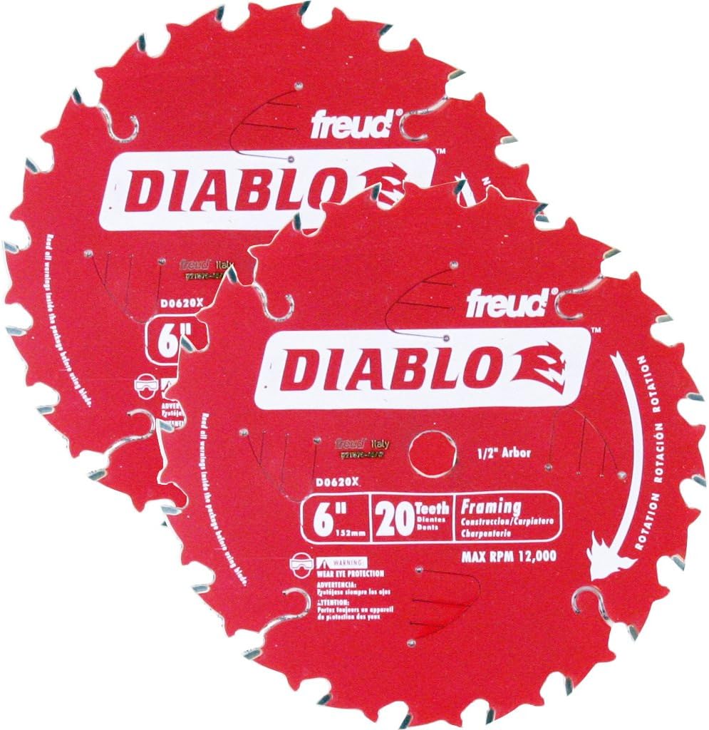 Freud D0620X Diablo 6-inch 20 Tooth Perma-Shield Tico Framing Saw Blades, 2-Pack