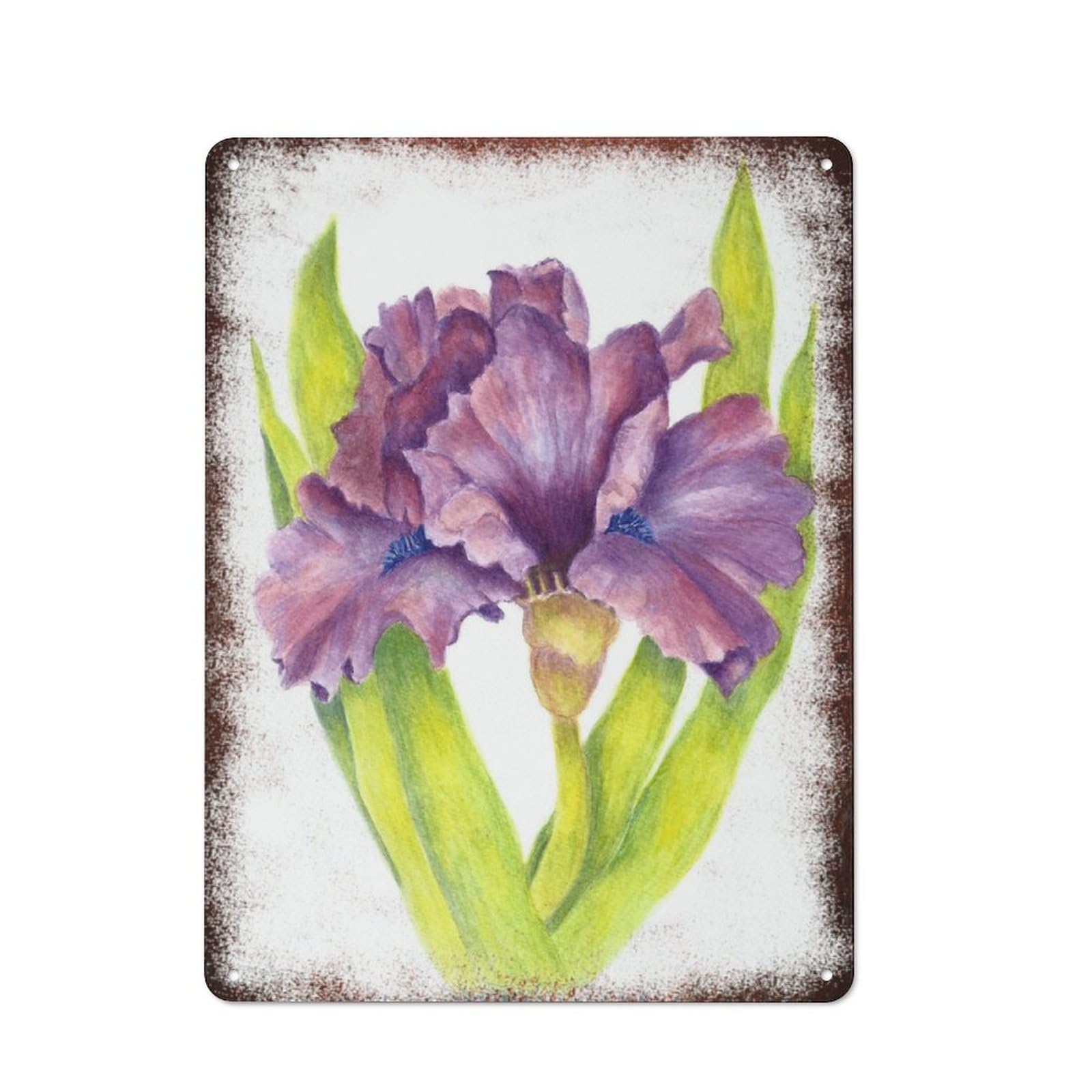 Large Fresh Floral Art Print Metal Poster Household Restaurant Elegant Simple Style Wall Hanging Decor 8x12 Inch