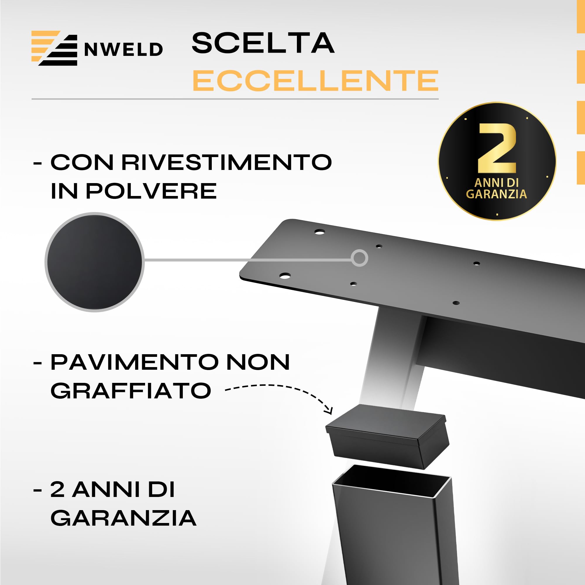 Gambe da Tavolo - Set da 2 Pezzi - Struttura in Metallo Nero 11x72 cm DIY - Gambe Loft Industriali per Tavolino, Tavolo da Pranzo, Scrivania, Tavolini da Caffè