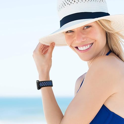 Miniatura 7 de Lerobo - Paquete de 3 correas deportivas de silicona suave transpirables, compatibles con Apple Watch de 1.501.571.651.73 pulgadas (38404244 mm)