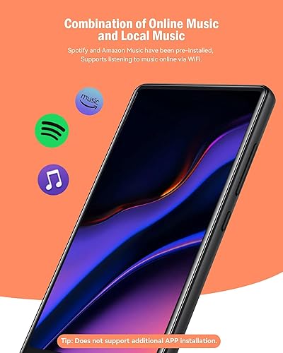 Miniatura 2 de AGPTEK Reproductor de MP3 de 40 GB con Bluetooth y WiFi, pantalla táctil completa de 4 pulgadas con Spotify, reproductor de música en línea Android