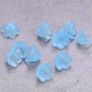20 Cuentas Sueltas de Murano Hechas a Mano con Forma de Flor de 10 mm para Hacer Joyas, Color Azul