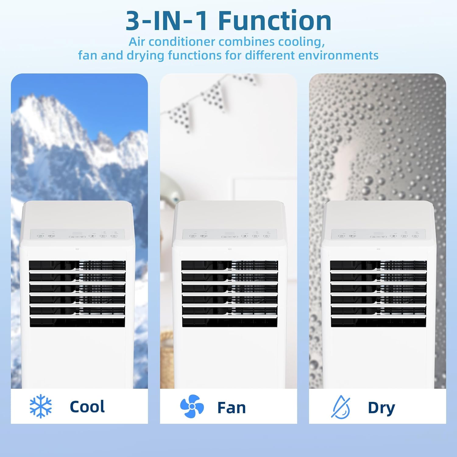 8000 BTU Portable Air Conditioner, 4-in-1 Portable AC Unit with Cooling, Dehumidifier, Fan, Stand AC Units for Room Cooling Up to 350sq.Ft, Sleep Mode, White Cover