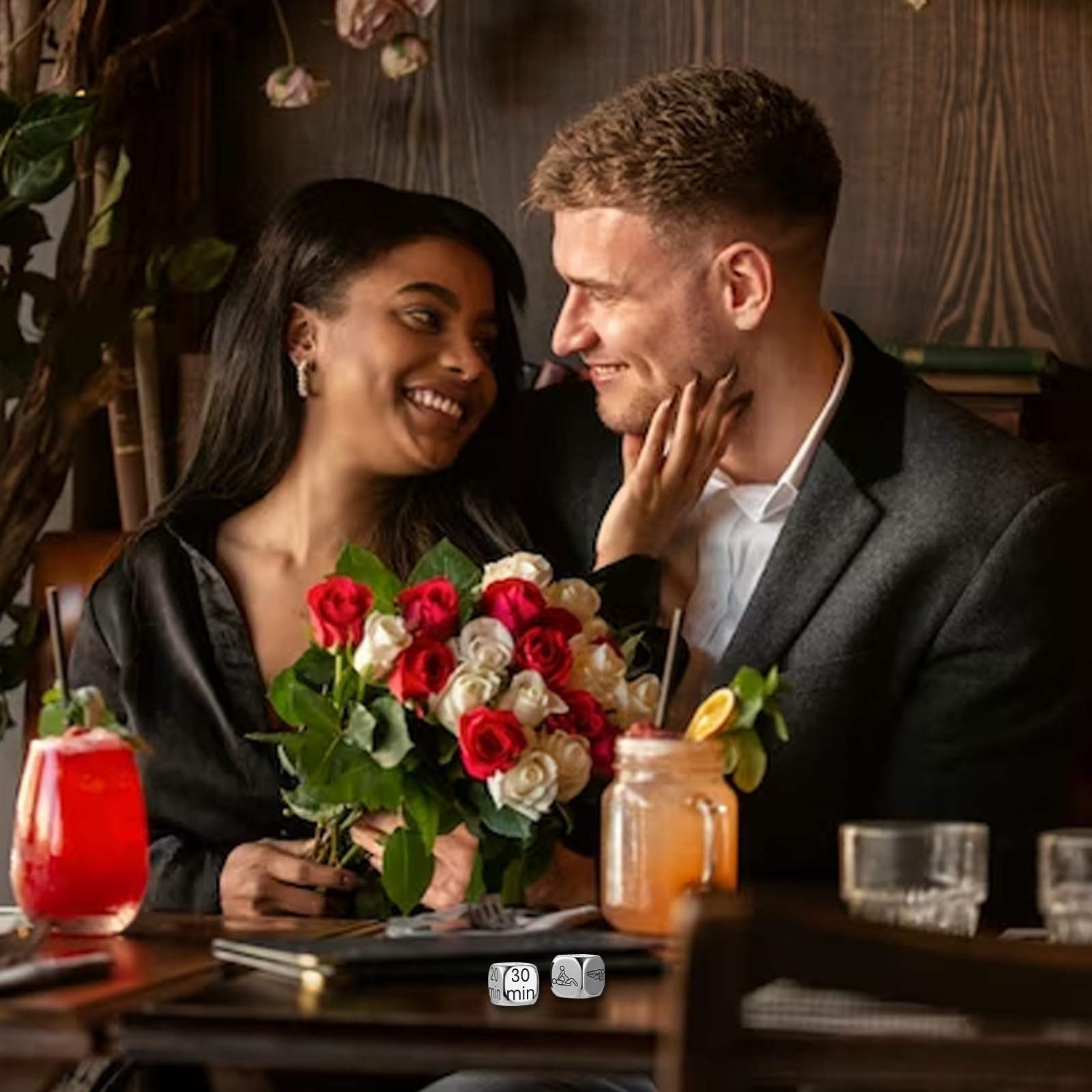 Dadi Data con Vassoio,Data Notte Giochi12 Lati Coppia Decisione Dadi Coppie Giochi Data Notte Idee Novità Azione Decisione per le Coppie San Valentino Compleanno