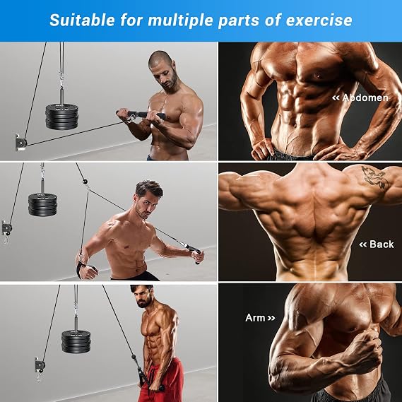 TRENDBOX Pulley System Gym Tricep Rope Pull Down Training Cable Machine, LAT Pulldown Attachments for Home and Gyms