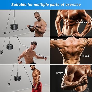 TRENDBOX Pulley System Gym Tricep Rope Pull Down Training Cable Machine, LAT Pulldown Attachments for Home and Gyms