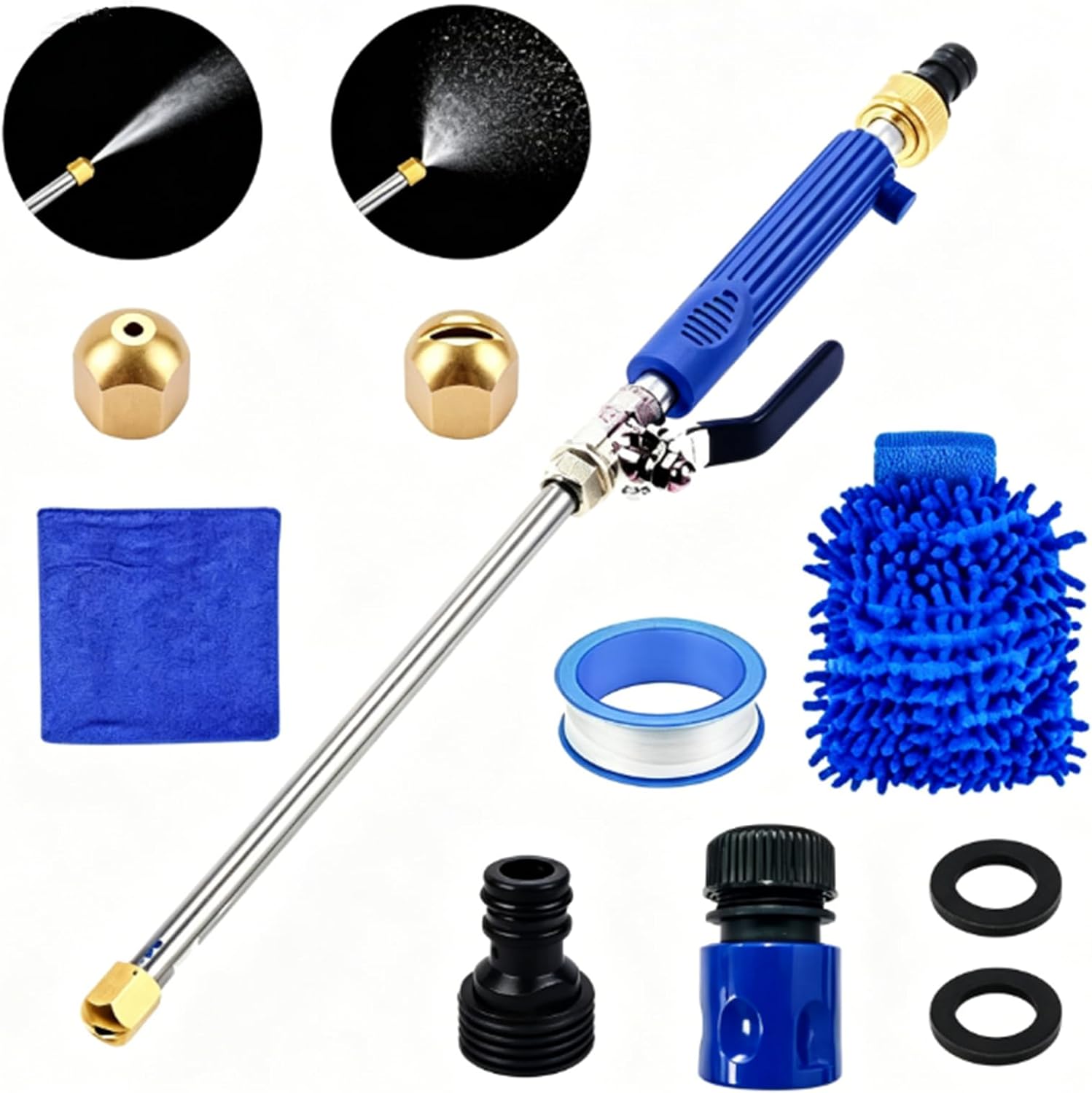 PressaJet Pressure Washer: Hydro-Compression High Pressure Hose Nozzle Attachment that Turns Any Garden Hose into a Precision Power Washer – Perfect for Cars, Patios, Decks & Outdoor Cleaning (Blue)