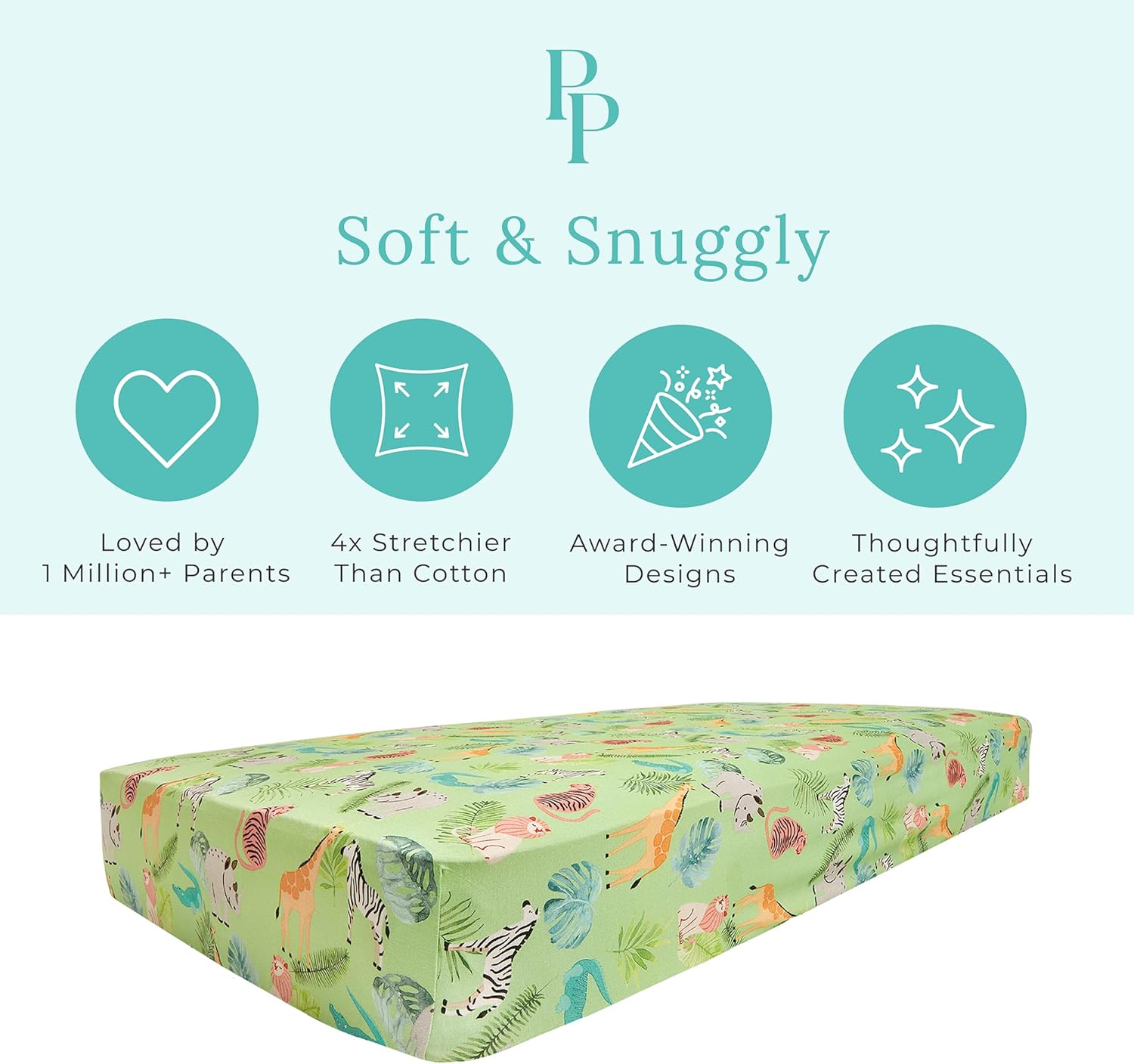 Posh Peanut Baby Crib Sheets for Boys & Girls - Viscose from Bamboo Crib Sheets for Standard Baby Mattresses (52" X 28" X 9") Safari Animals