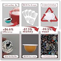 Vista 7 de BinZetic® 100 tapas de sellado de papel de aluminio para cápsulas Nespresso Vertuo [2.441 in, grado alimenticio] más adecuadas para el kit