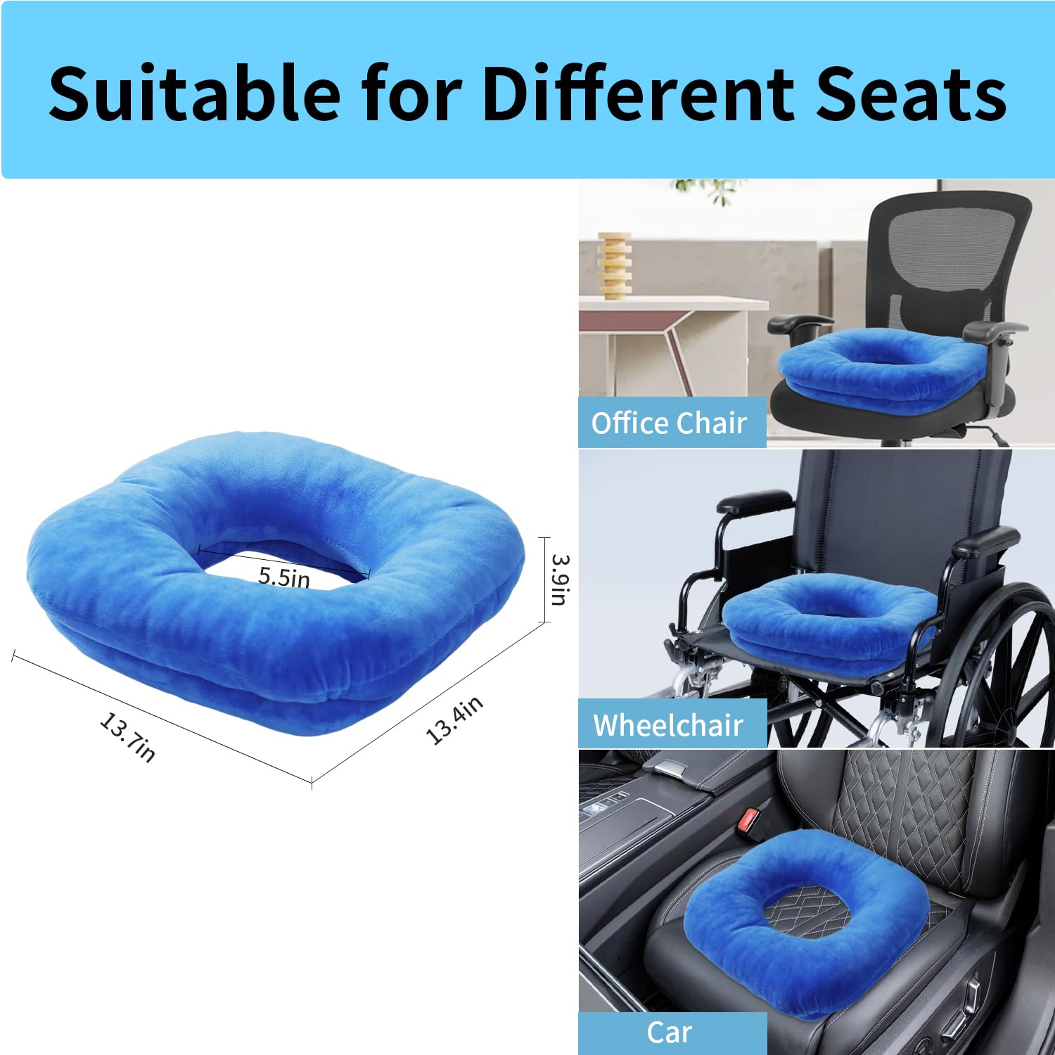 Donut-Sitzkissen Mit 2 Buckeln – Für Steißbein, Hämorrhoiden & Schwangerschaft, XL, Schwarz