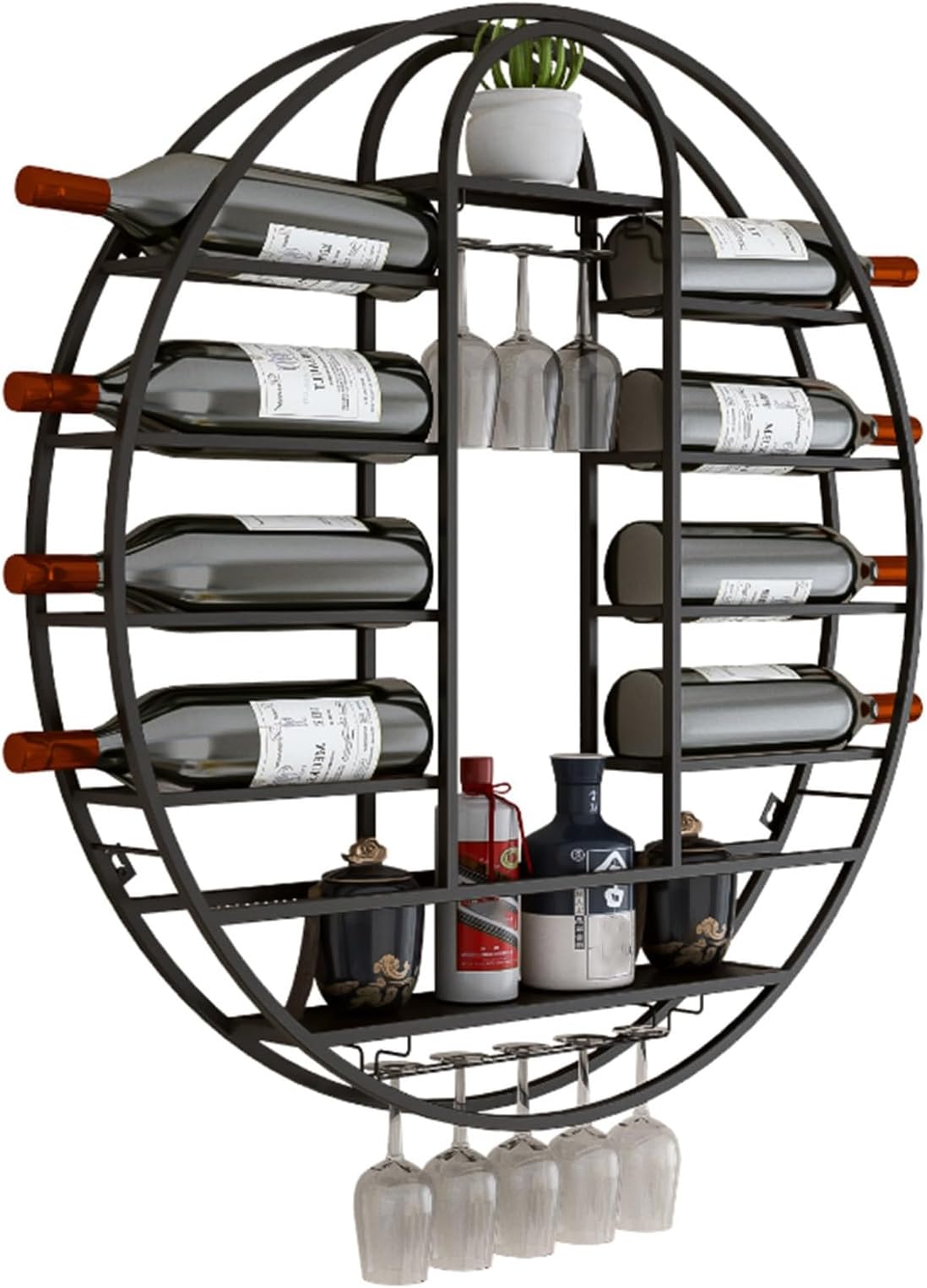 Porte-Bouteilles Mural en métal,Porte-Verres à vin à Suspendre,Casiers à bouteille,casier à vin Rouge pour décor d'affichage de Bar de Cuisine à la Maison,pour Maison, Salon, Cuisine, Bar (Color : Bl