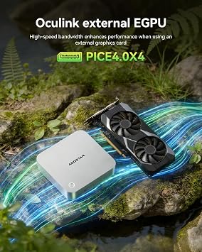 AOOSTAR MACO Mini PC gaming R7 6850H (8C/16T 4.70Ghz),24GB LPDDR5-6400Mhz RAM 1TB PCIE4.0 NVME SSD mini computer,3 *M.2 Slots,Dual USB4+Oculink, Quad Display 8k@60Hz,6 USB ports,Fingerprint unlock