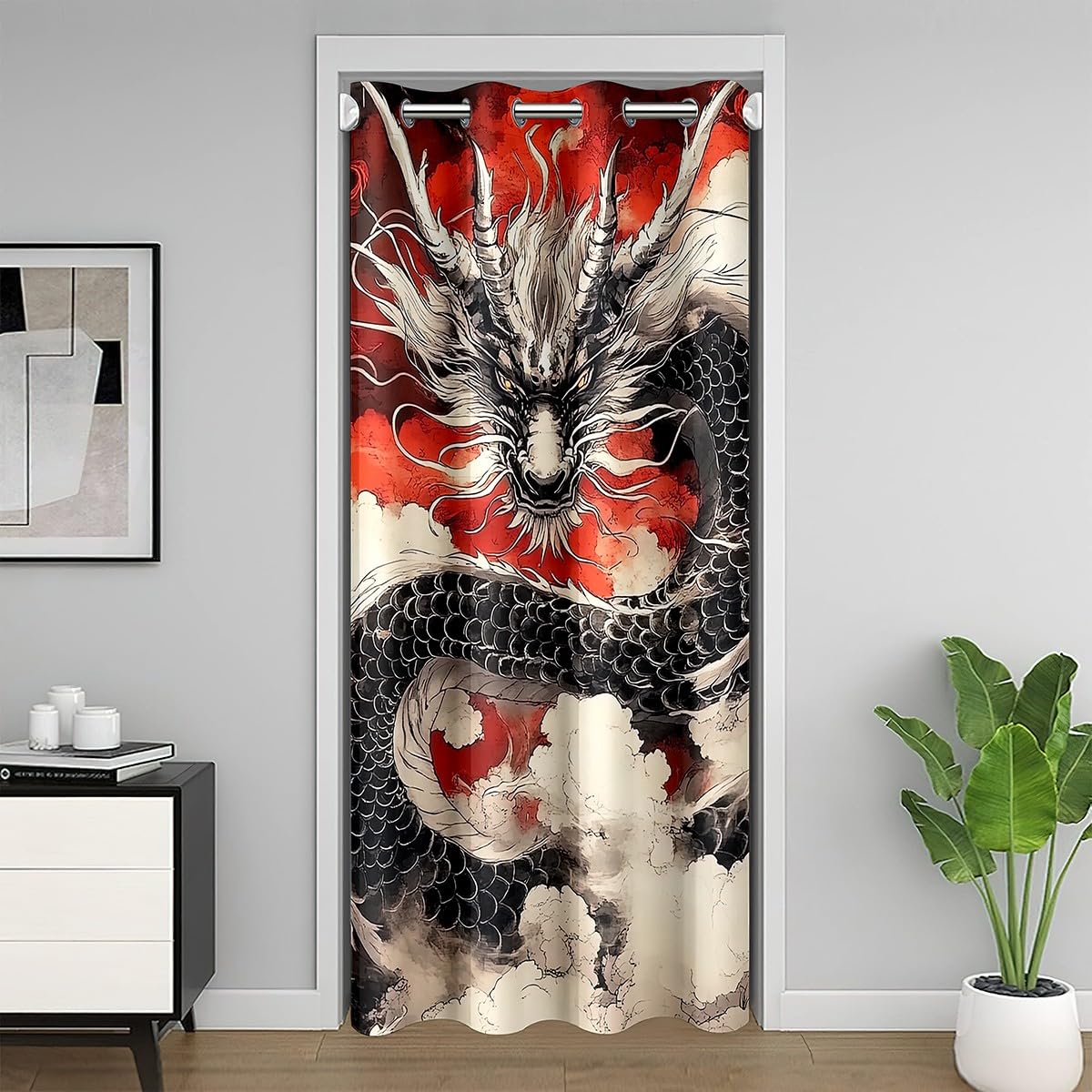Rideau de placard japonais dragon 132x203 cm Homewish pour chambre d'enfant et ado