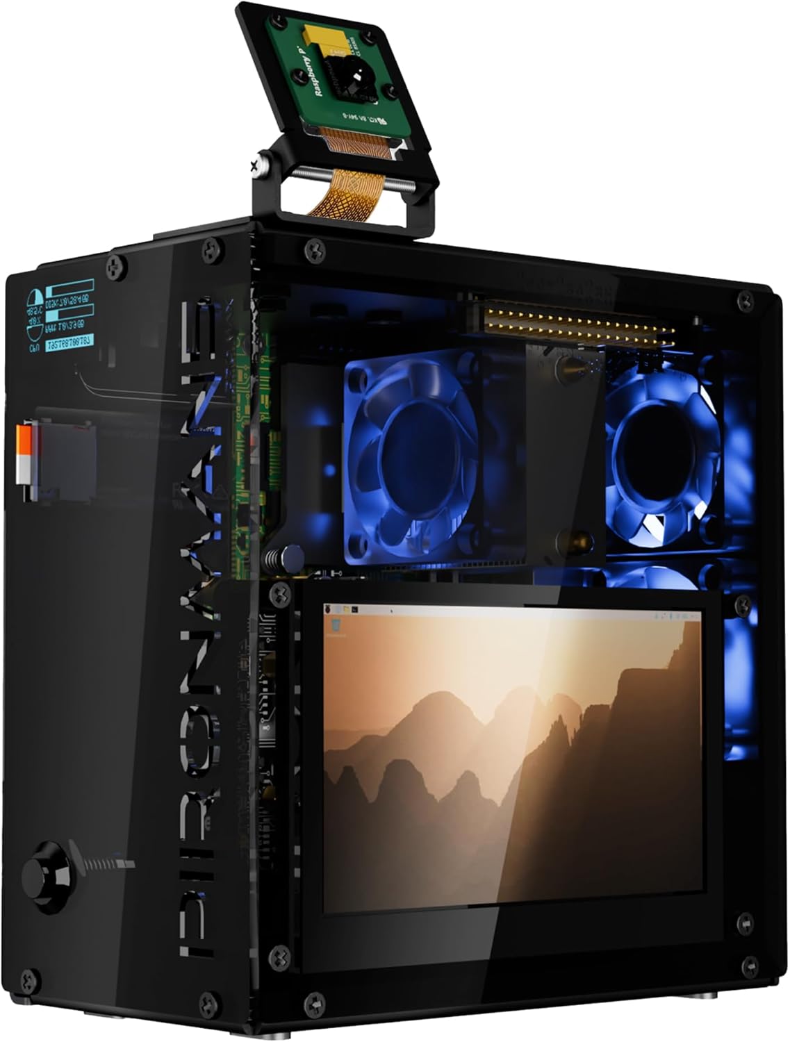 Pironman 5 Pro Max Mini PC Case with 4.3” Touch Screen for Raspberry Pi 5, OpenClaw AI Agent, Dual NVMe RAID 0/1 NAS, Camera, Mic, Audio, M.2 Hailo8, LLMs ChatGPT/Gemini (RPI5 Not Included)