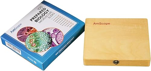 Miniatura 3 de AmScope PS100E - Juego de diapositivas preparadas para biología básica para estudiantes y uso en casa, juego de 100 toboganes de vidrio preparados